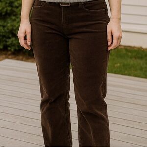 Absolu Womens High Rise Zip Up Corduroy Pants Brown Cotton Size EUR 44 US 8/10